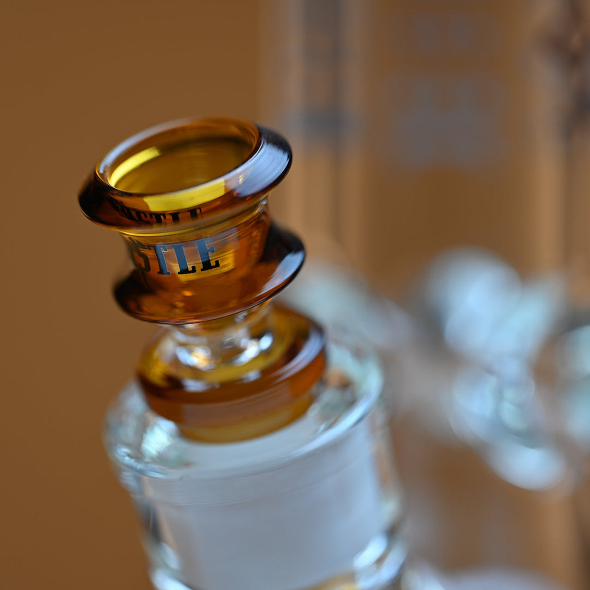 Close-up of the 18 Beaker Bong - Anubis, showcasing its robust glass construction and intricate design, highlighting its elegance and functionality.