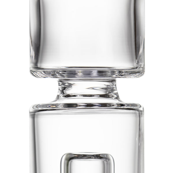 Column Mini Dab Rig - Clear, featuring two stacked clear glass vessels with a narrow waist, showcasing a modern, compact design in durable borosilicate glass.