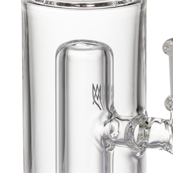 Column Mini Dab Rig - Clear, featuring a visible internal percolator tube and joint for attachments, with etched manufacturer's logo on borosilicate glass.