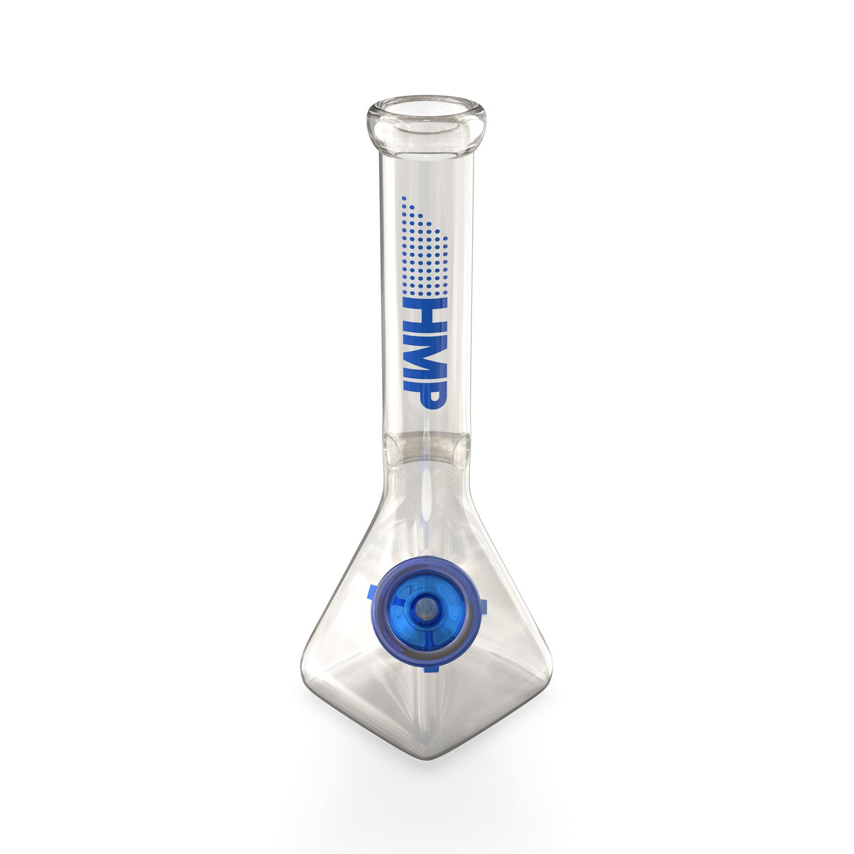 10 Glass Square Bong - Navy, featuring a clear design with a blue cap, showcasing a modern square shape and durable construction for smooth, refined hits.