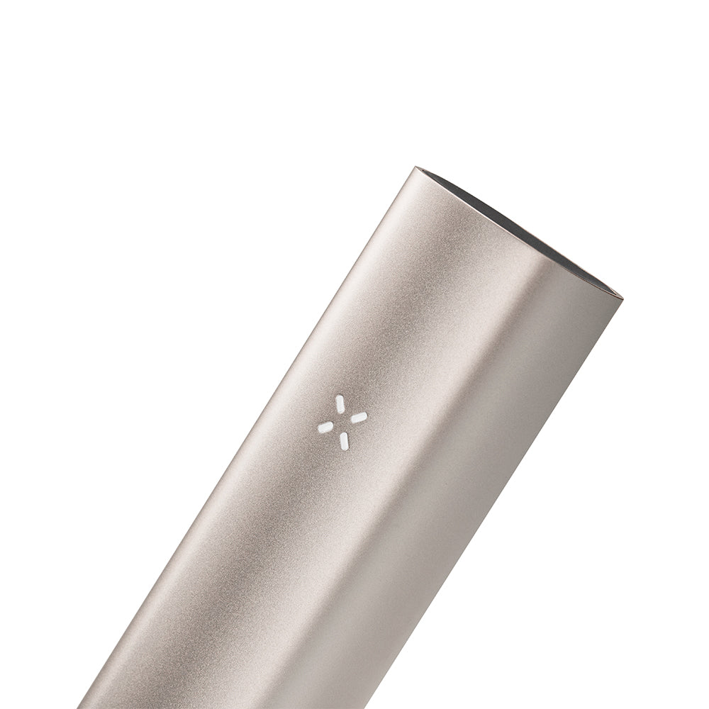 PAX 3 Basic Kit: Portable dry-herb vaporizer with a sleek metallic finish, featuring an X LED, single-button control, and polished anodized aluminum body.