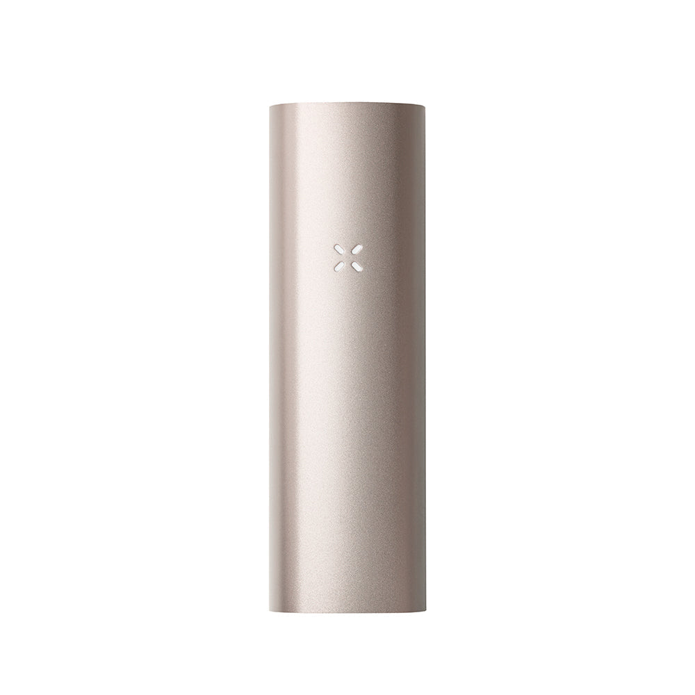 PAX 3 Basic Kit: Metallic champagne/gold portable vaporizer with sleek design, single-button interface, and polished anodized aluminum finish for dry herb use.