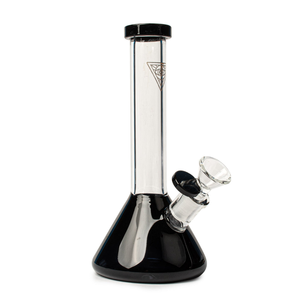 8 Tall Midge Mini Beaker Bong, a sleek glass water pipe with removable bowl, showcasing advanced percolation and steampunk-inspired design, blending artistry and precision engineering.