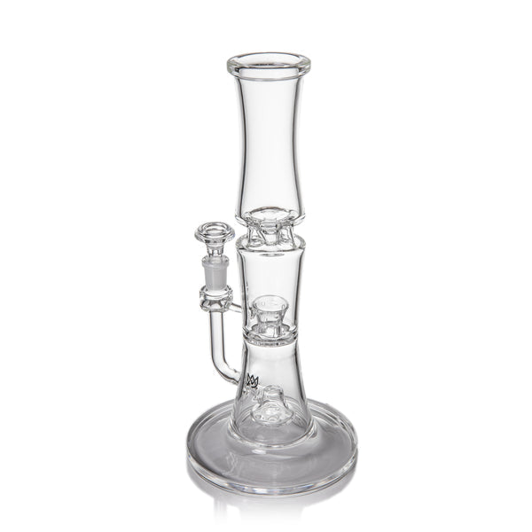 Spire - Clear glass water pipe with a wide base, dual percolators, and flared mouthpiece, showcasing MJ Arsenal's refined craftsmanship and modern design.