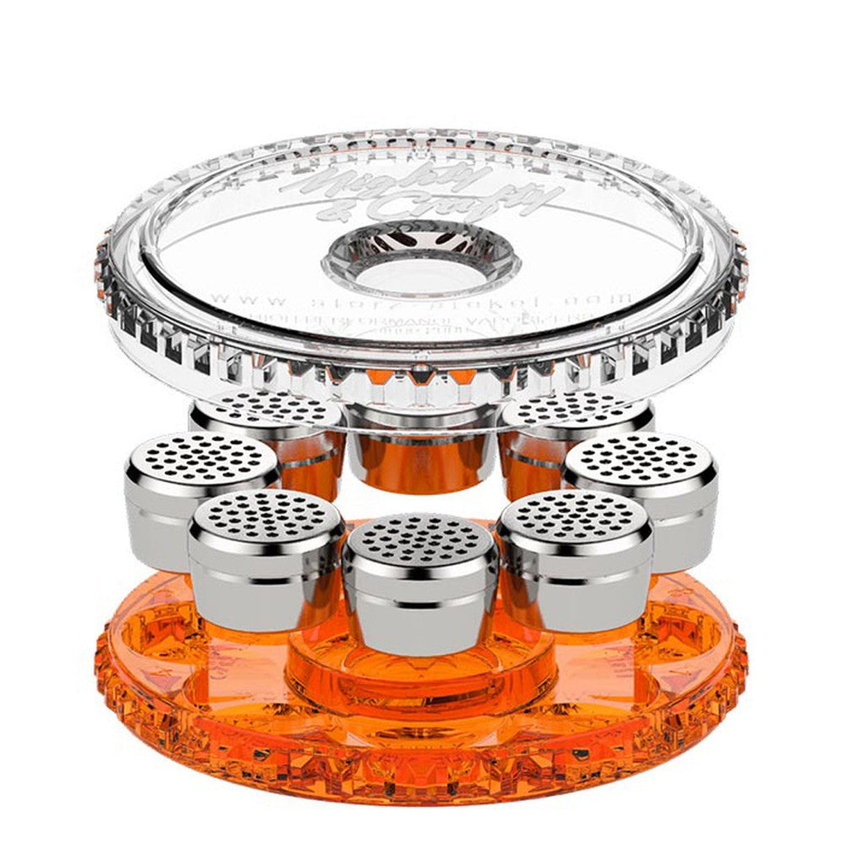 Dosing Capsule Magazine with metal-capped glass container, designed for storing pre-filled herb capsules for easy, clean vaping sessions. Includes eight dosing capsules.