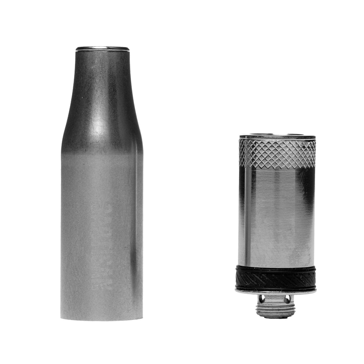 Bullet Wax Atomizers EVO - Pack of 2: Includes a smooth metal sleeve and a knurled, threaded coil head with a rubber seal and side ports.