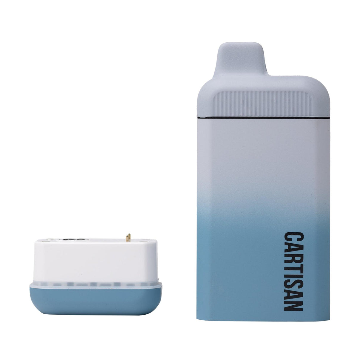 Cartisan Veil Bar Flow 510 Battery kit featuring a sleek rechargeable pod and magnetic charger, designed for hands-free vaping with adjustable voltage settings.