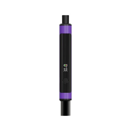 Little Dipper Dab Straw Vaporizer with a black and purple cylindrical body, small display showing 4.1 V, single button, and mouthpiece/heating chamber sections.