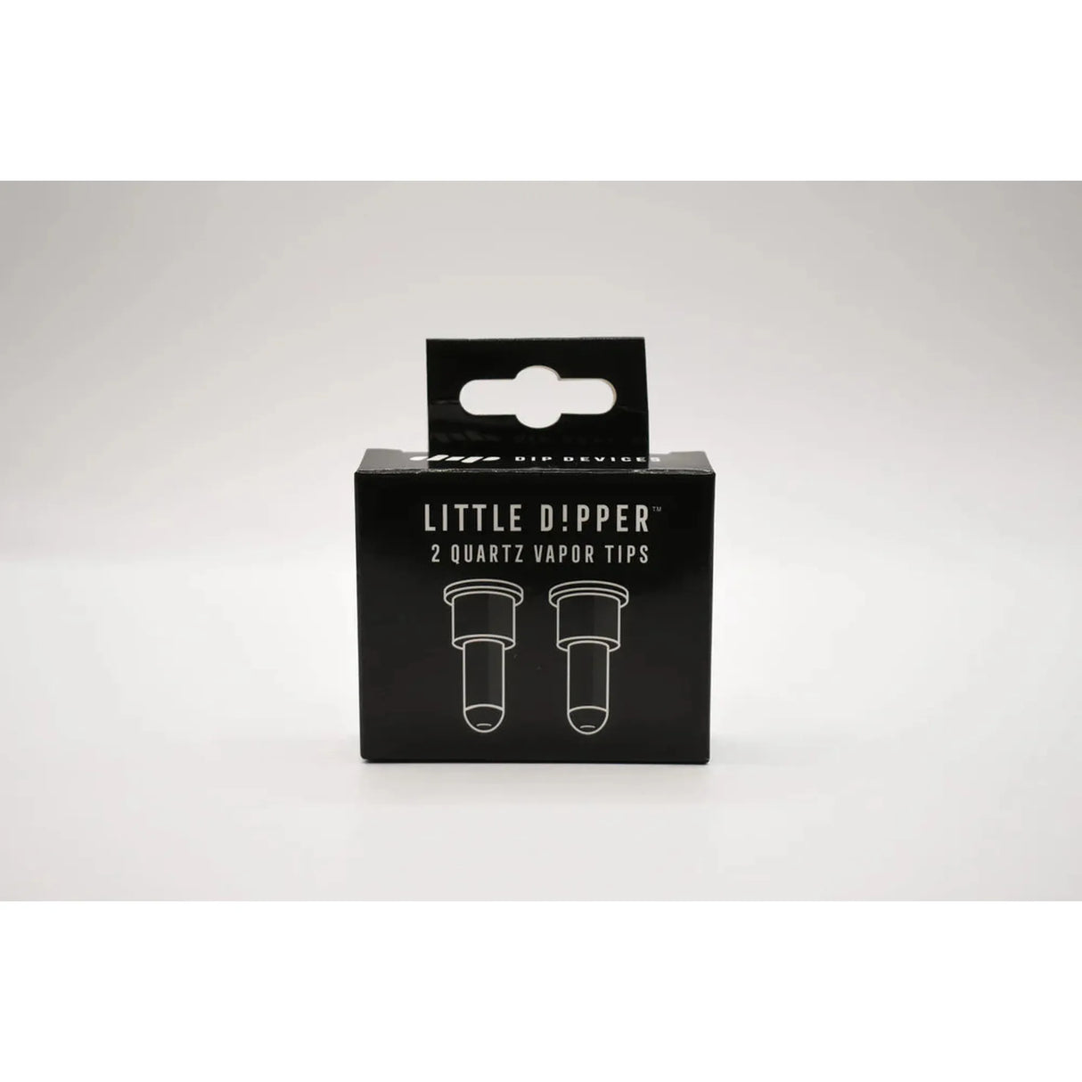 Little Dipper Quartz Vapor Tip - Pack of 2; retail box with line-drawings of quartz tips, designed for coil-free, clean vaporizing with Little Dipper Vaporizer.
