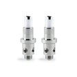 Little Dipper Replacement Vape Tip - Pack of 2: Metal coil heads with threaded base, large airflow holes, knurled grip, and white plastic top for easy installation.