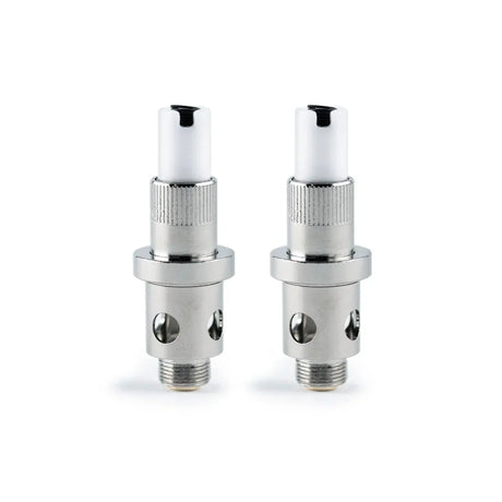 Little Dipper Replacement Vape Tip - Pack of 2: Metal coil heads with threaded base, large airflow holes, knurled grip, and white plastic top for easy installation.