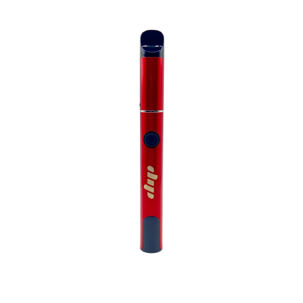 Slim pen-style vaporizer, Lunar Dab Pen, featuring a red body, dark mouthpiece, single button, designed for portability and efficient dabbing with precise airflow.