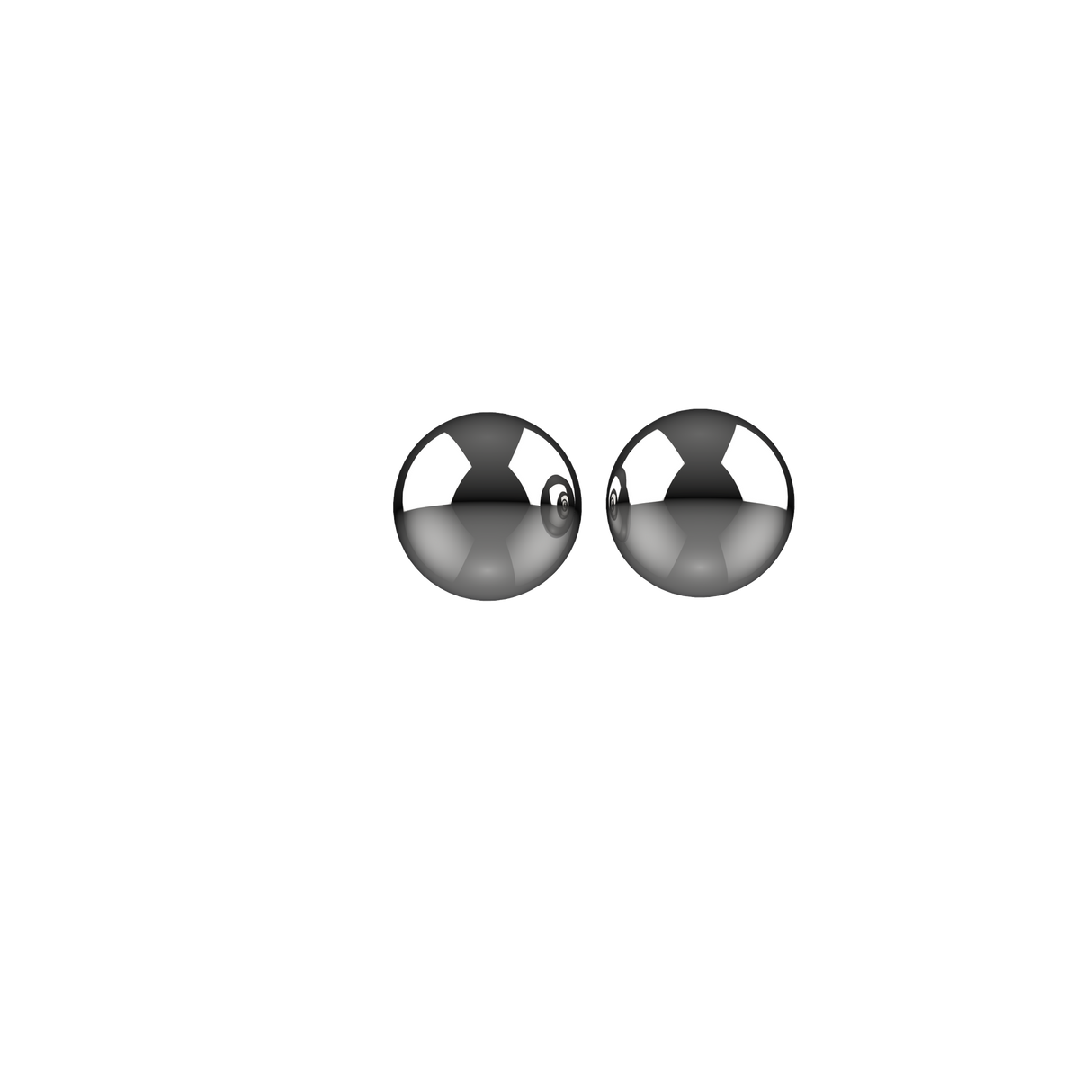 Two reflective chrome-like spheres symbolizing the sleek design of the Rover Dab Pen, which offers a portable dab rig experience with terp pearls and optimized airflow.