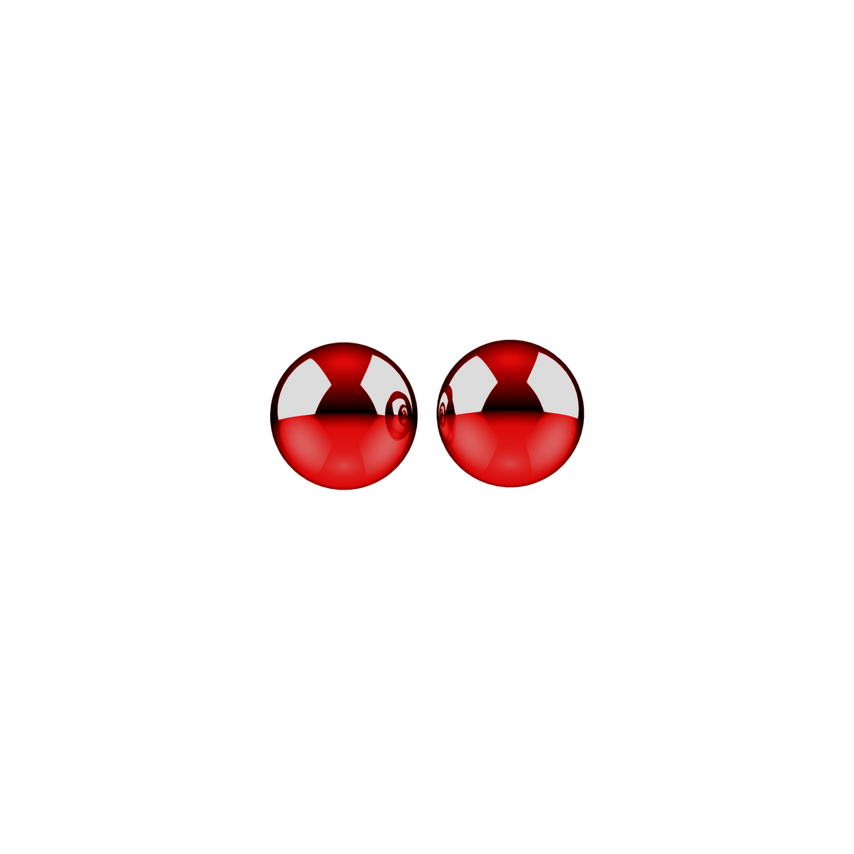 Two glossy red spheres, resembling the Rover Dab Pen's sleek design, symbolize its portable, high-performance dab rig experience.