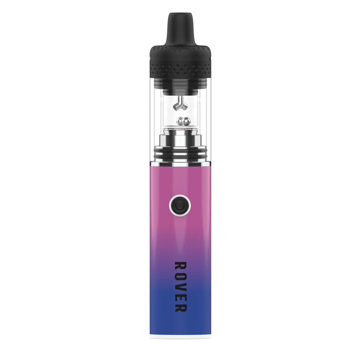 Rover Dab Pen with pink-to-blue gradient, single firing button, and clear tank; offers portable dab rig experience with terp pearls for even heating.