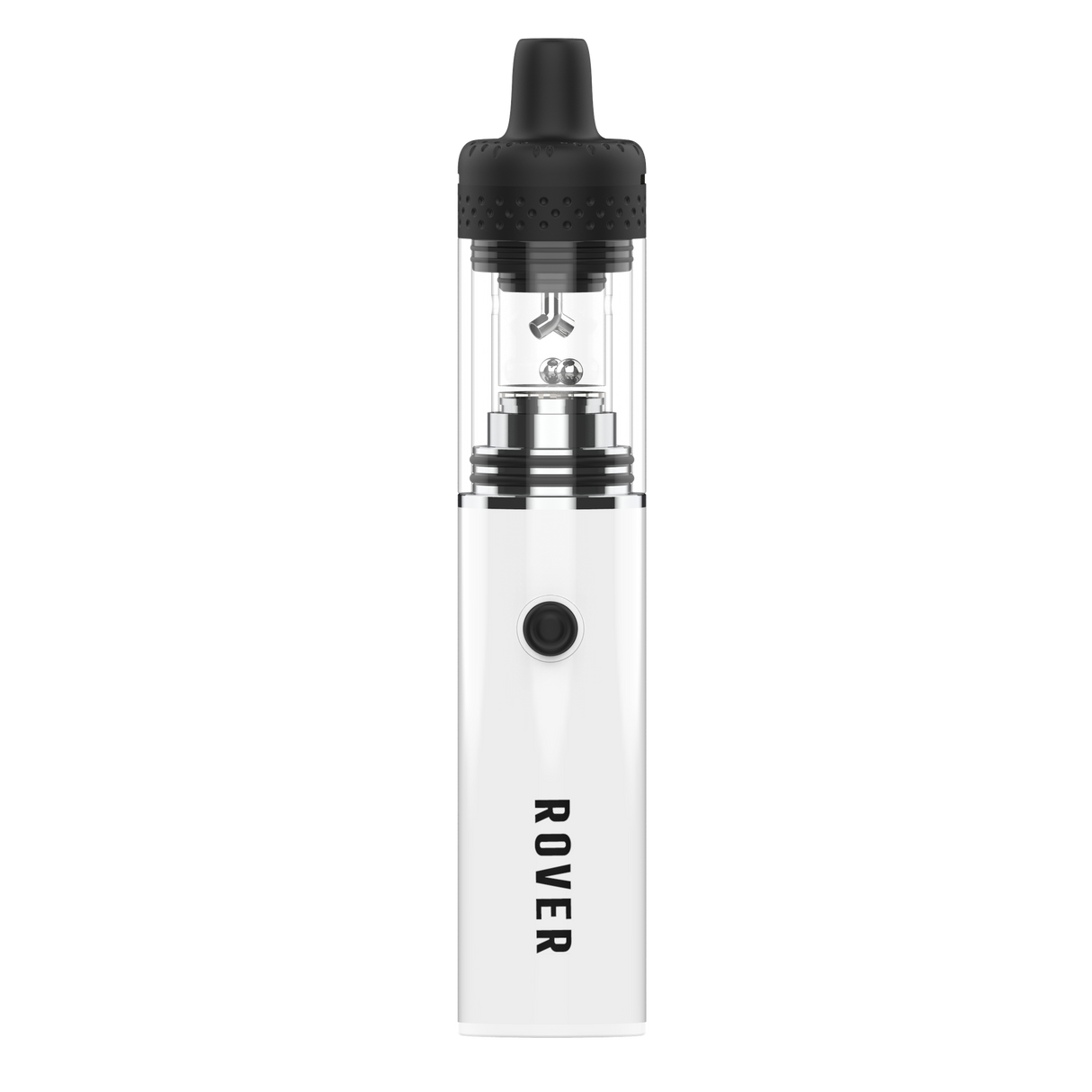 Rover Dab Pen: A sleek, pen-style vaporizer with a clear glass chamber and white battery, designed for a portable dab rig experience.