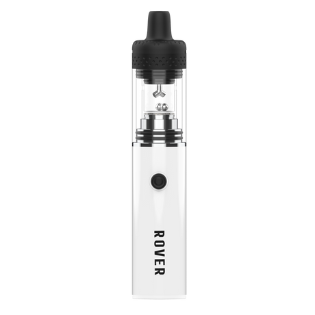 Rover Dab Pen: A sleek, pen-style vaporizer with a clear glass chamber and white battery, designed for a portable dab rig experience.