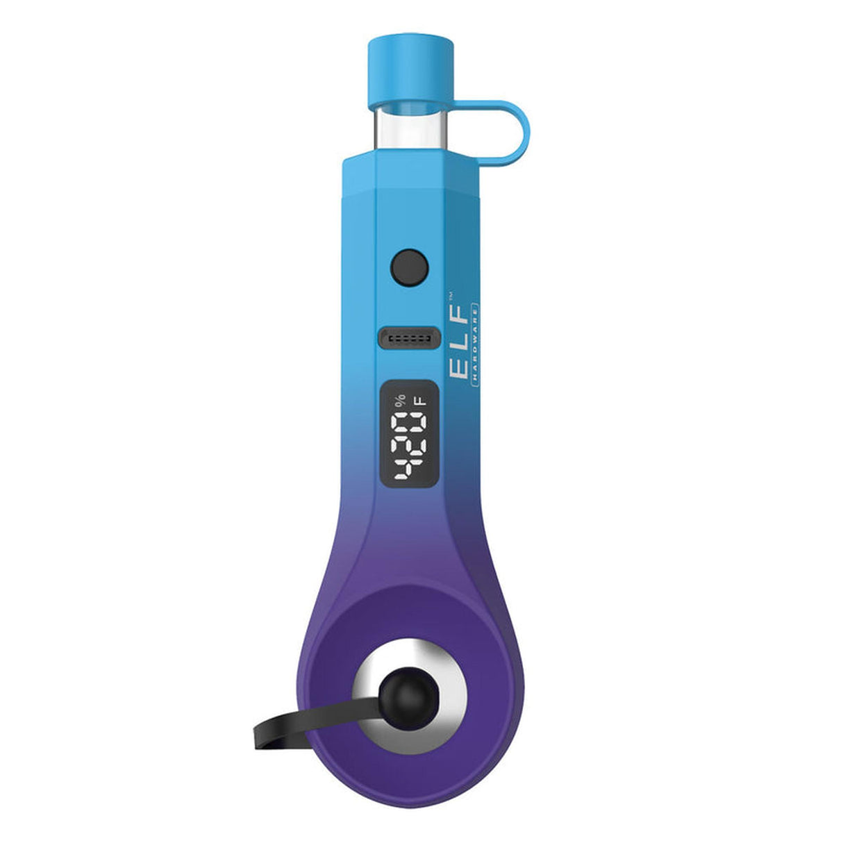 ELF CannDab Wax Vape Pen with a digital display, featuring real-time temperature control, full ceramic chamber, and pipe-like vaping experience for wax concentrates.