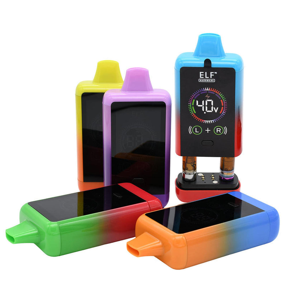 ELF CannDual PRO Dual 510 Thread Battery Concealer, shown in a carton of 10, featuring dual-cartridge compatibility and discreet design for efficient vaping.