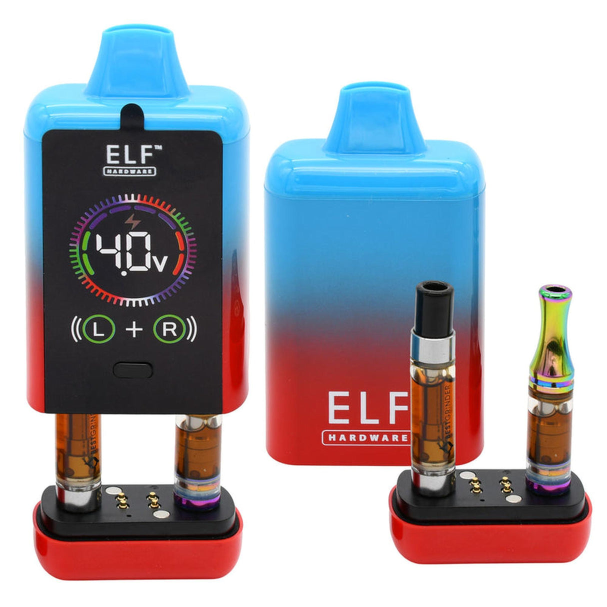 ELF CannDual PRO Dual 510 Thread Battery Concealer in a carton of 10, showcasing its discreet design and dual-cartridge compatibility for versatile vaping.