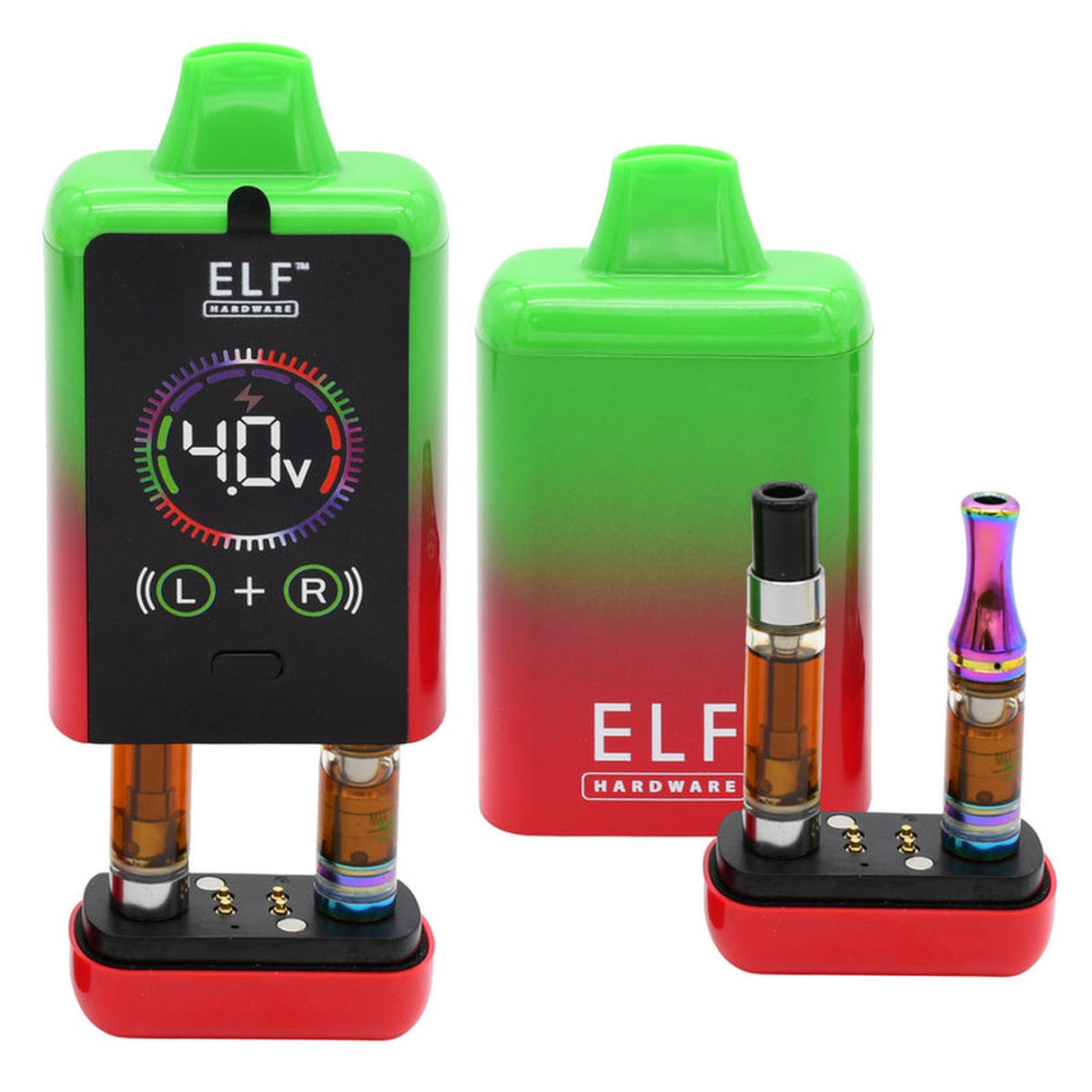 ELF CannDual PRO Dual 510 Thread Battery Concealer, featuring dual cartridge slots and sleek design, displayed in a retail-ready carton of 10 units.