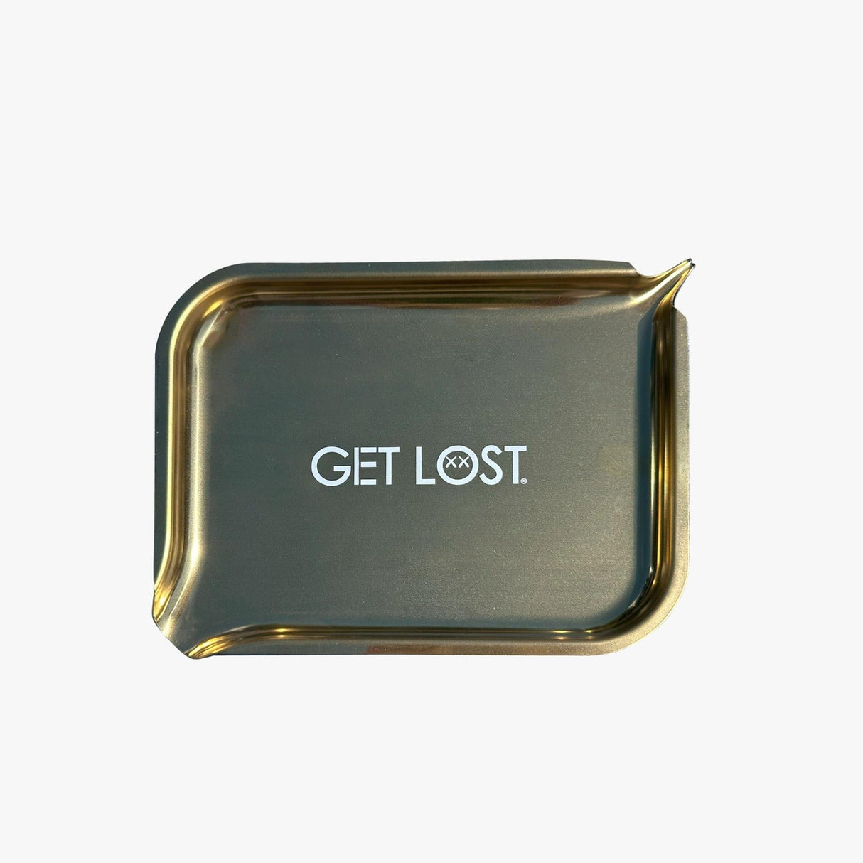 Premium Stainless Steel Tray - Multicolor, featuring a sleek, metallic finish, raised edges, and dual funnel system for efficient, tidy herb preparation.