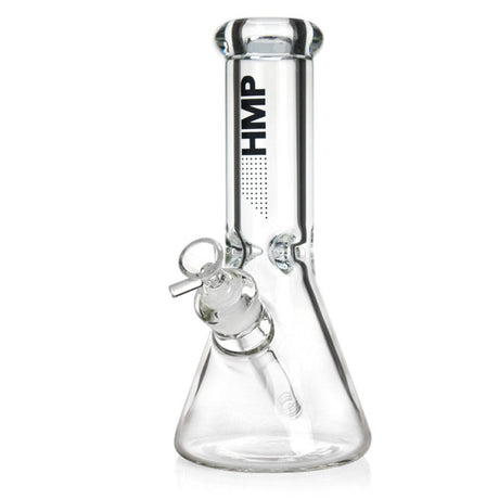 10 Glass Beaker Bong from HMP Heavy Duty Collection, featuring a sturdy design with clear glass, straight neck, removable down-stem, and bowl attachment.
