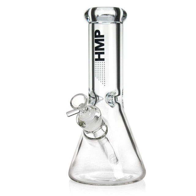10 Glass Beaker Bong from HMP Heavy Duty Collection, featuring a sturdy design with clear glass, straight neck, removable down-stem, and bowl attachment.