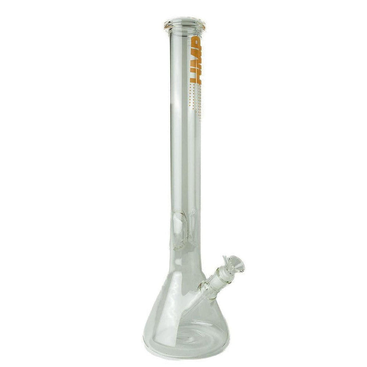 20 Glass Bong Beaker: A clear glass water pipe featuring a beaker base, straight neck, downstem, and removable bowl, designed for smooth, cool hits.