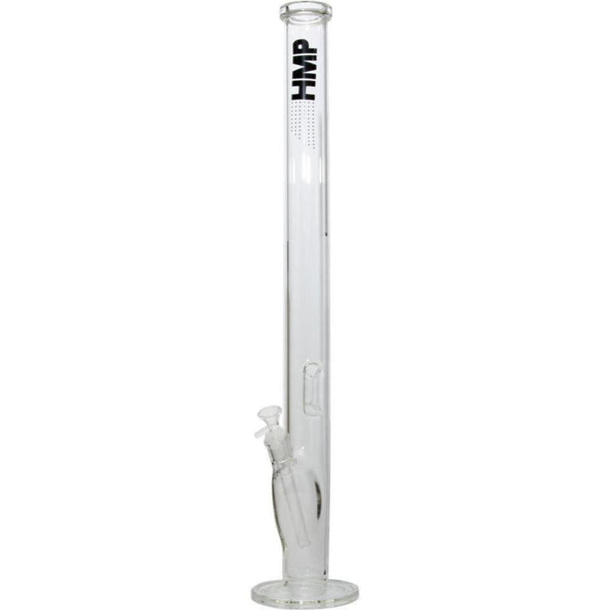 26 Glass Bong Straight featuring a clear tube with HMP branding, removable down-stem, bowl, and built-in ice pinch on a stable base.