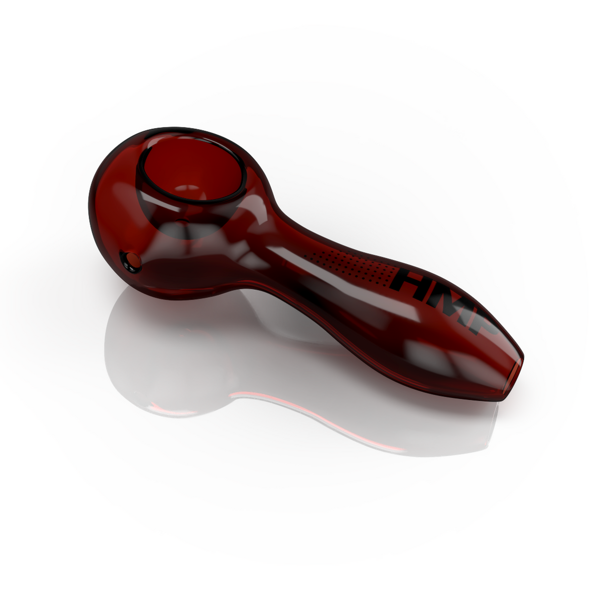 Close-up of the HMP 4 Glass Spoon, a mid-sized hand pipe with a smooth surface and ergonomic design, ideal as a starter piece.
