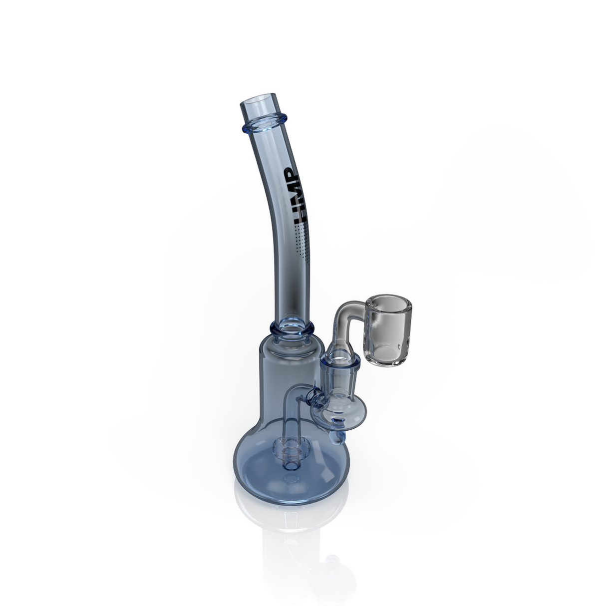 7 Dab Rig - Blue features an hour-glass shape with a showerhead percolator, flared mouthpiece, and slightly bent neck for comfortable use.
