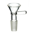 HMP Cone / Martini Bowl (14mm) made of clear glass, featuring a funnel shape with handle, designed for smooth airflow and easy cleaning in water pipes.