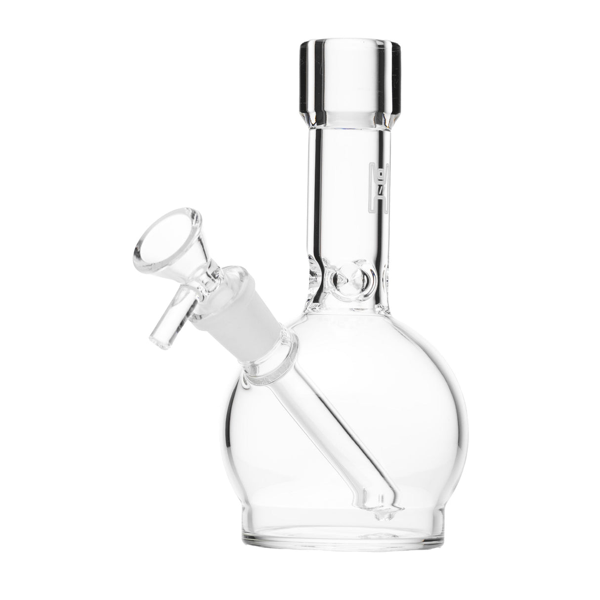 6 Ball Bong - Clear: Compact glass water pipe with rounded base, straight neck, removable downstem, and bowl for smooth filtration. Ideal for travel and solo use.