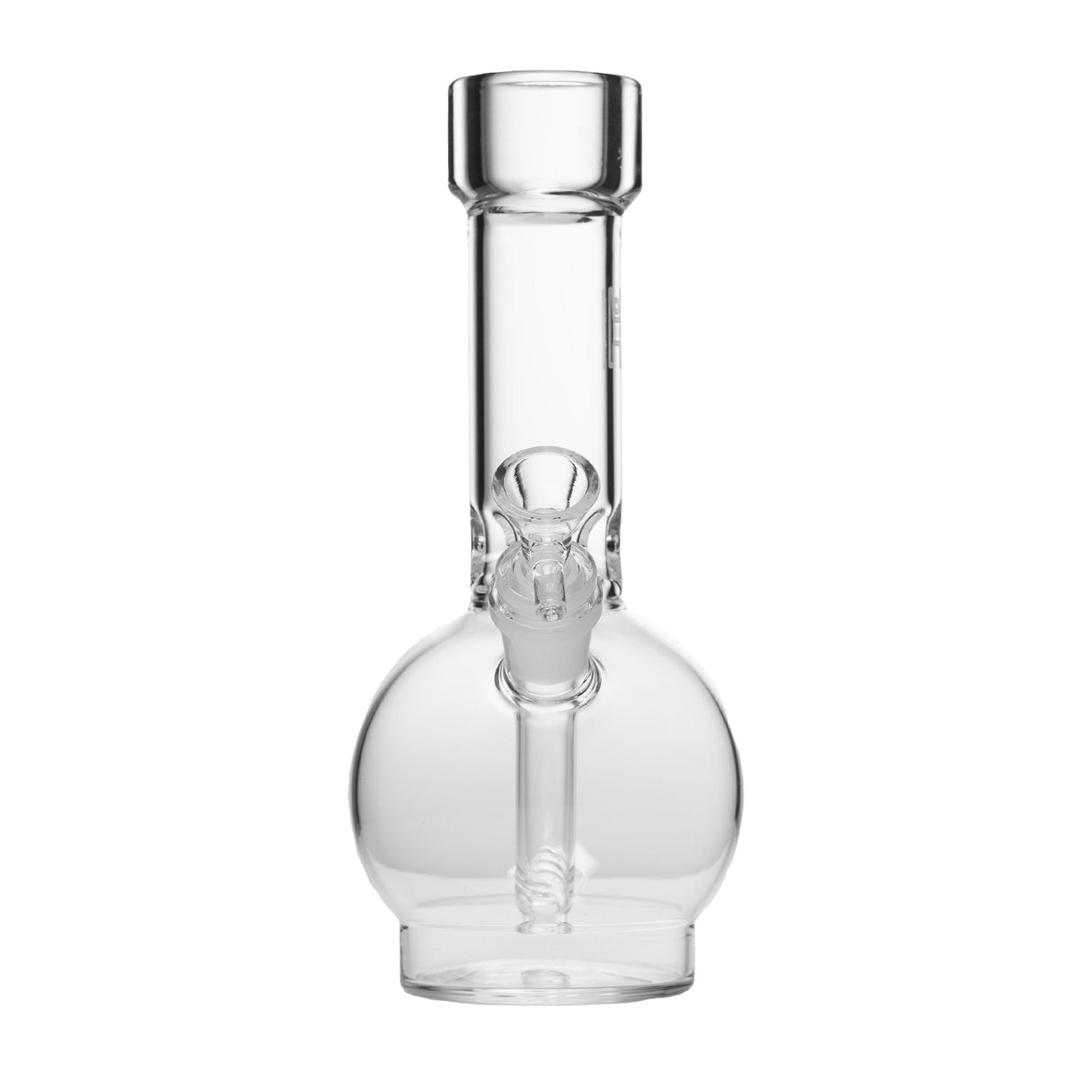 9 Ball Bong - Clear, featuring a round base chamber, straight neck, and removable bowl. Crafted from borosilicate glass for smooth, durable use.