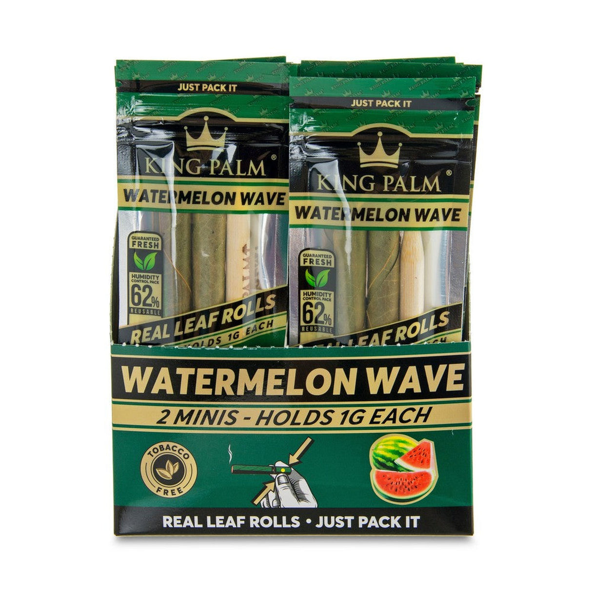 Mini Pre Rolled Cones - 2 pack - 20 units - Watermelon Wave Flavoured, featuring easy-to-pack rolls with terpene-filled flavor capsules for a smooth, fruity smoking experience.
