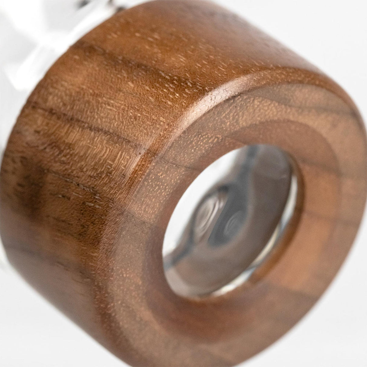 Close-up of Granby Hand Pipe from Alpine Collection, featuring a wooden loupe-style design with a small convex glass lens, accentuating its sophisticated craftsmanship.