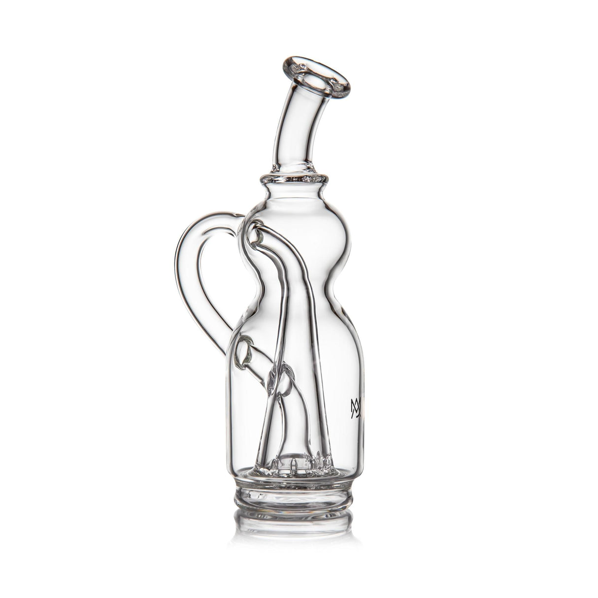 Lasso Peak Attachment: Handblown borosilicate glass dab rig with elegant recycling pathways, flared mouthpiece, enhancing vapor cooling and flavor for Peak and Peak Pro.