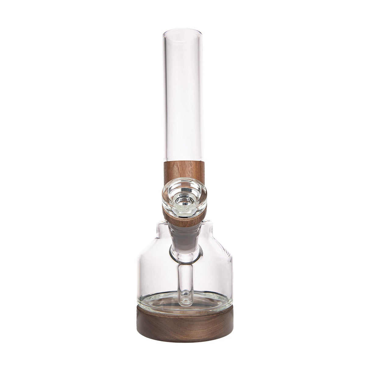 Palisade Bong - Alpine Collection: A glass water pipe with wooden accents, featuring a modular design for easy cleaning and enhanced smoking experience.