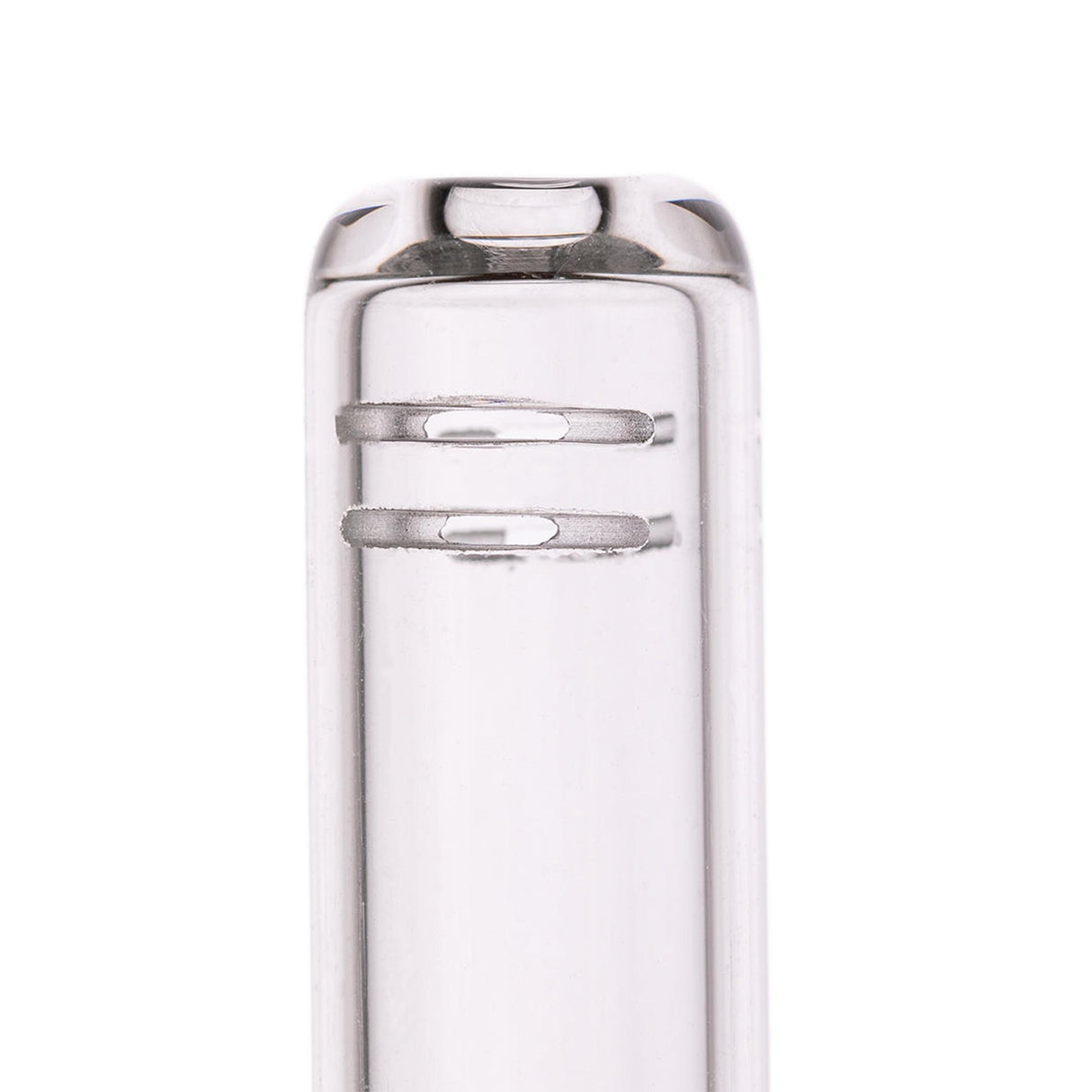 Close-up of the Palisade Bong - Alpine Collection’s glass diffuser with two horizontal slits, showcasing its precision-engineered design for optimal smoke diffusion.