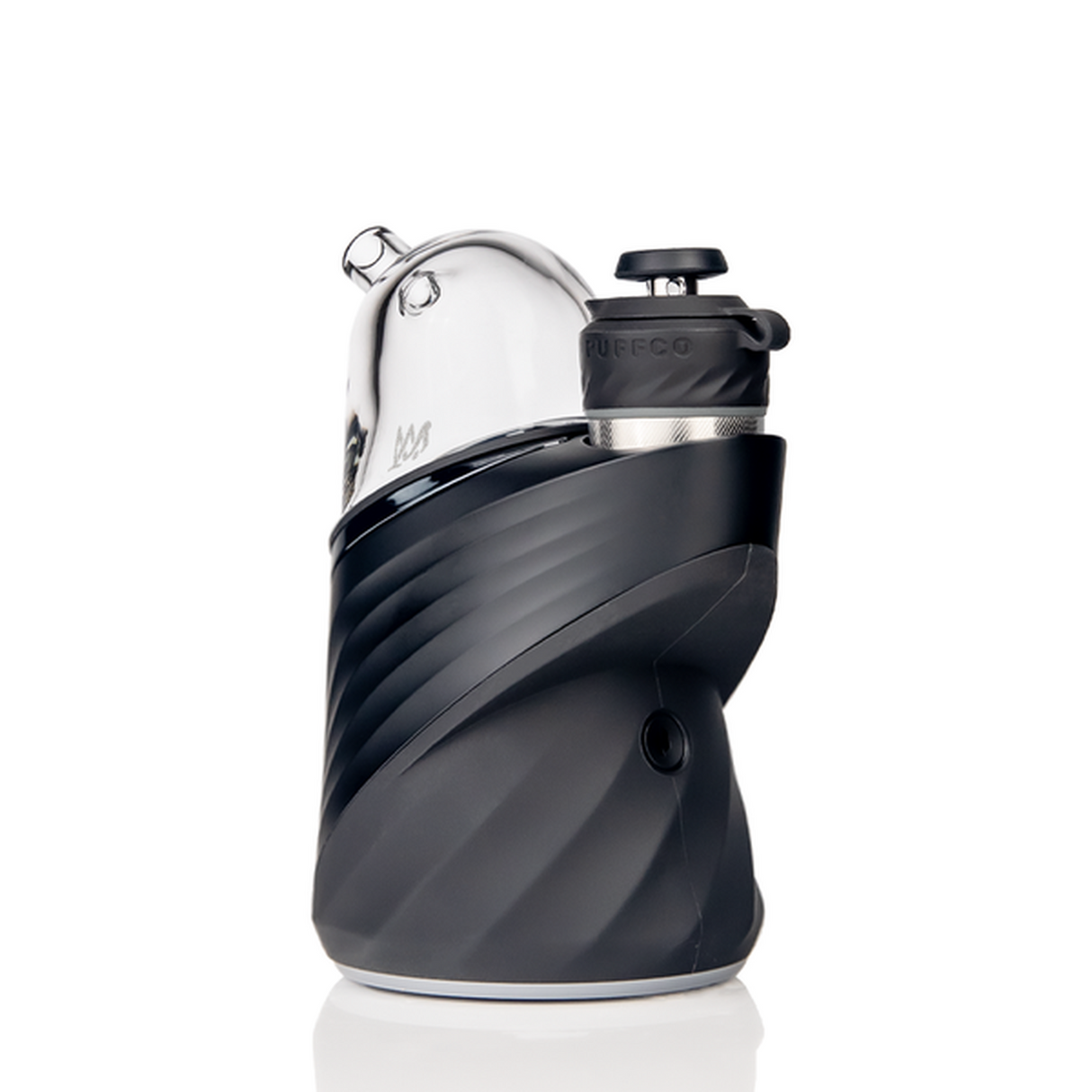 The Bridge Peak Attachment: Sleek glass top for Puffco Peak, with hose and mouthpiece options, ensuring customizable and versatile vaping experiences. Includes adapters for smooth airflow.