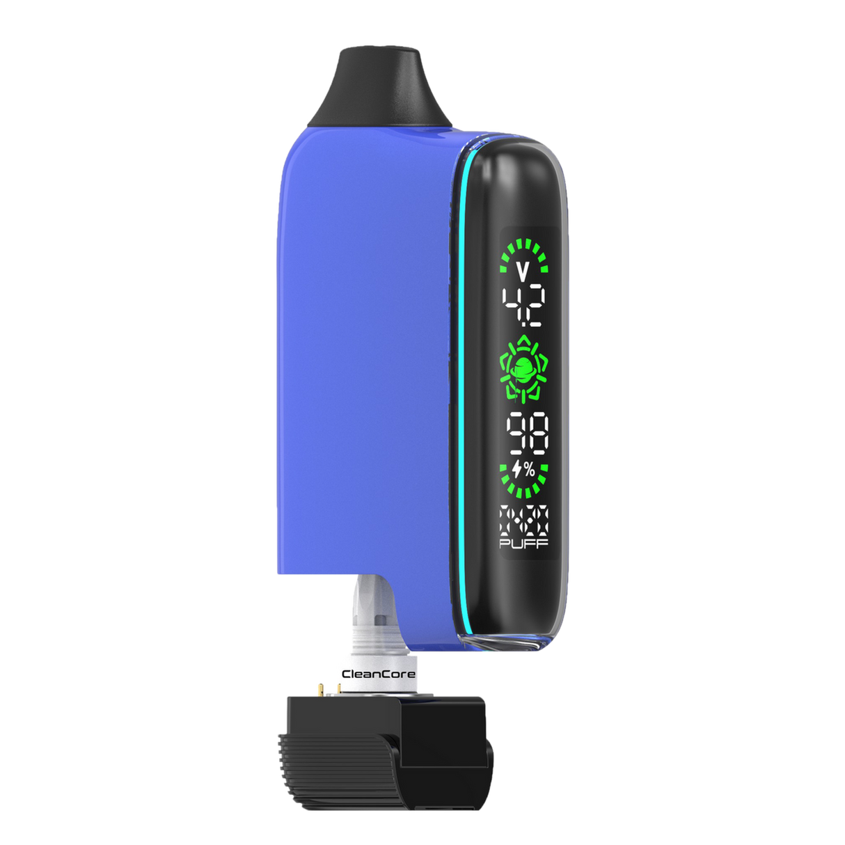 SPACEBOX 510 Battery: Compact pen-style vaporizer with OLED screen, visible CleanCore coil, and black mouthpiece, designed for precision vaping and on-the-go convenience.