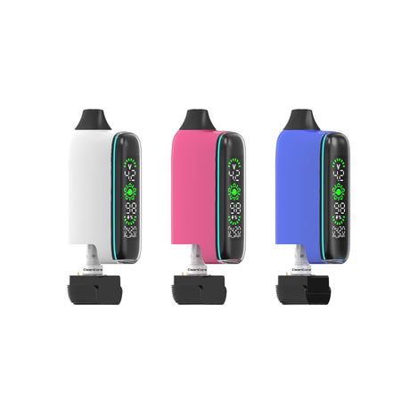 Three Spacebox 510 Battery pod-style vaporizers with black mouthpieces and digital displays, showcasing the sleek design and advanced vaping features.