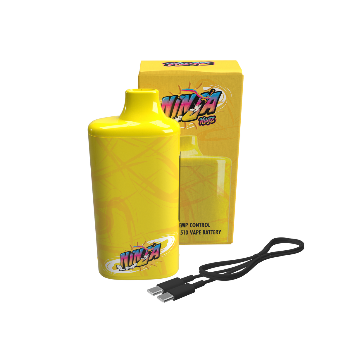 Ninja Incognito 510 Thread Battery with black cord, designed for stealth vaping, featuring a concealed cartridge compartment and OLED screen.