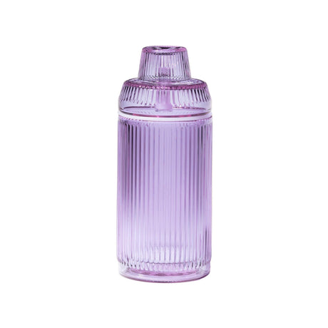 Deco Gravity Bong, a tall, ribbed, translucent glass container with matching lid, elegantly combines Art Deco design and modern performance for gravity-powered sessions.