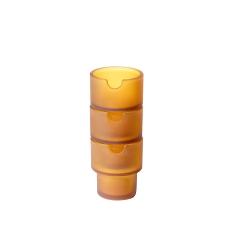 Flower Pots Ashtray Set: Three-tiered stack of translucent cups with semicircular notches, handcrafted from durable glass, blending minimalist design with functional art.