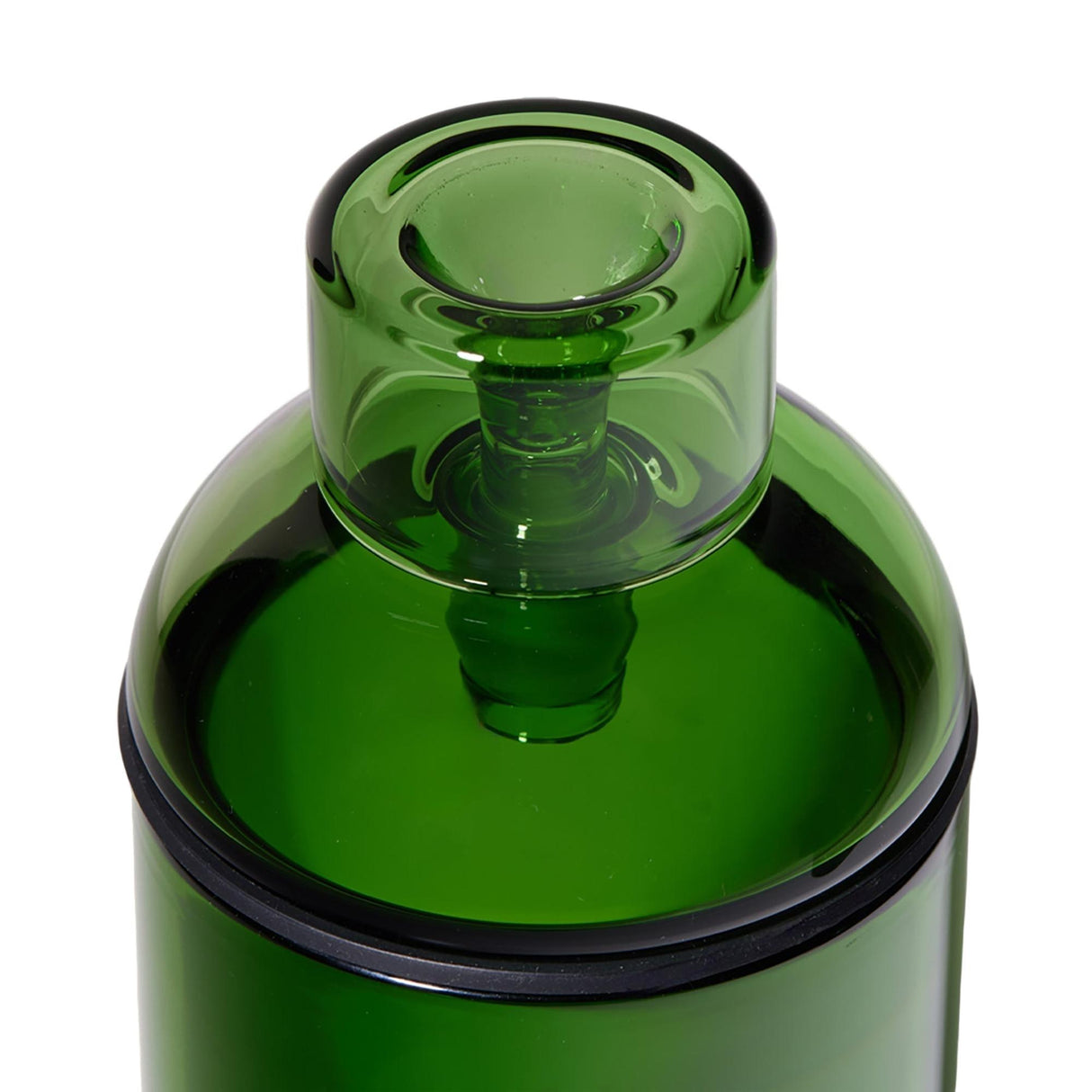 Vesper Gravity Bong featuring a glossy, green cylindrical body with a black gasket and inner stem, showcasing its elegant, gravity-powered design for smooth pulls.