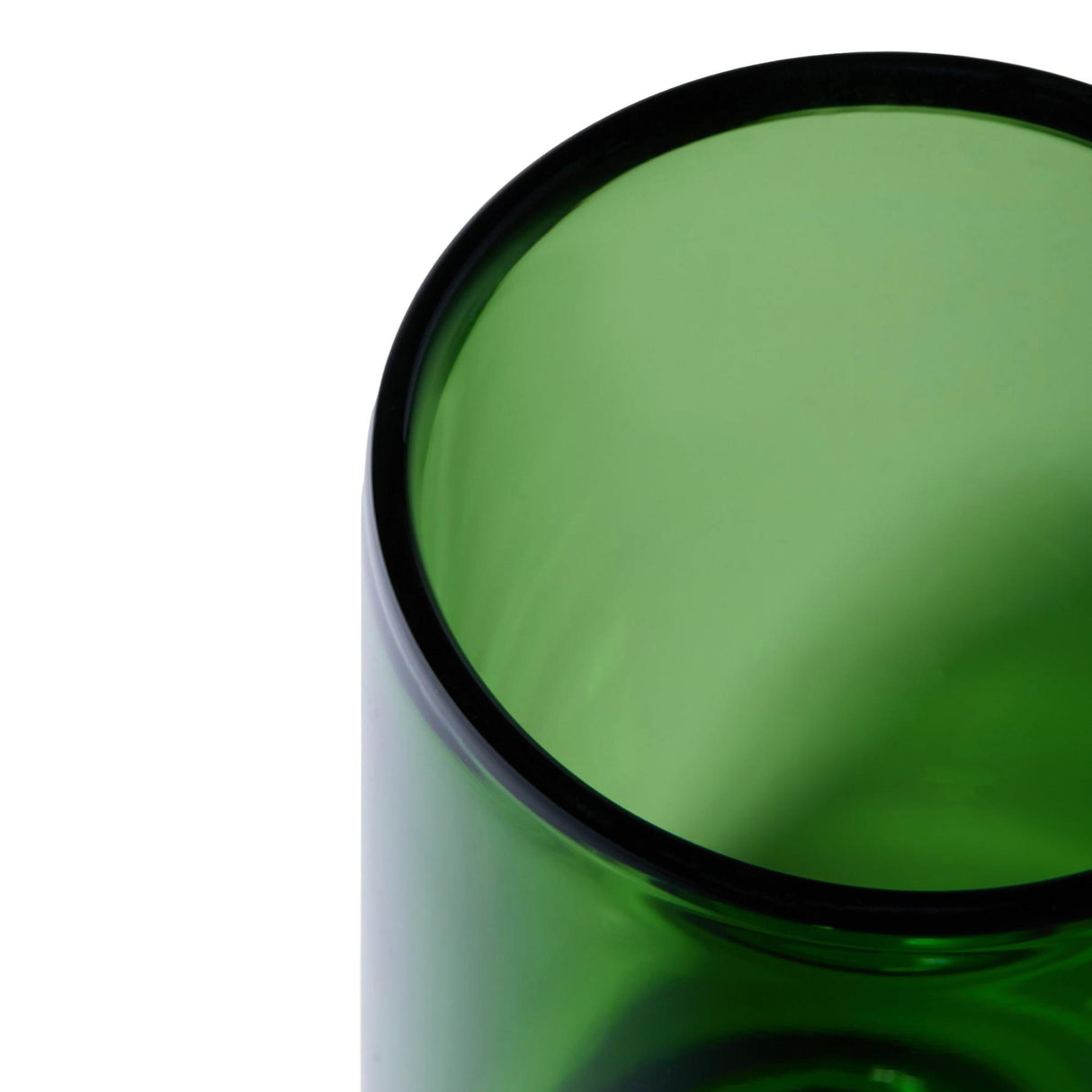 Close-up of the Vesper Gravity Bong, a translucent green glass cylinder showcasing its elegant, vintage-inspired design and advanced gravity function for smooth, effortless pulls.
