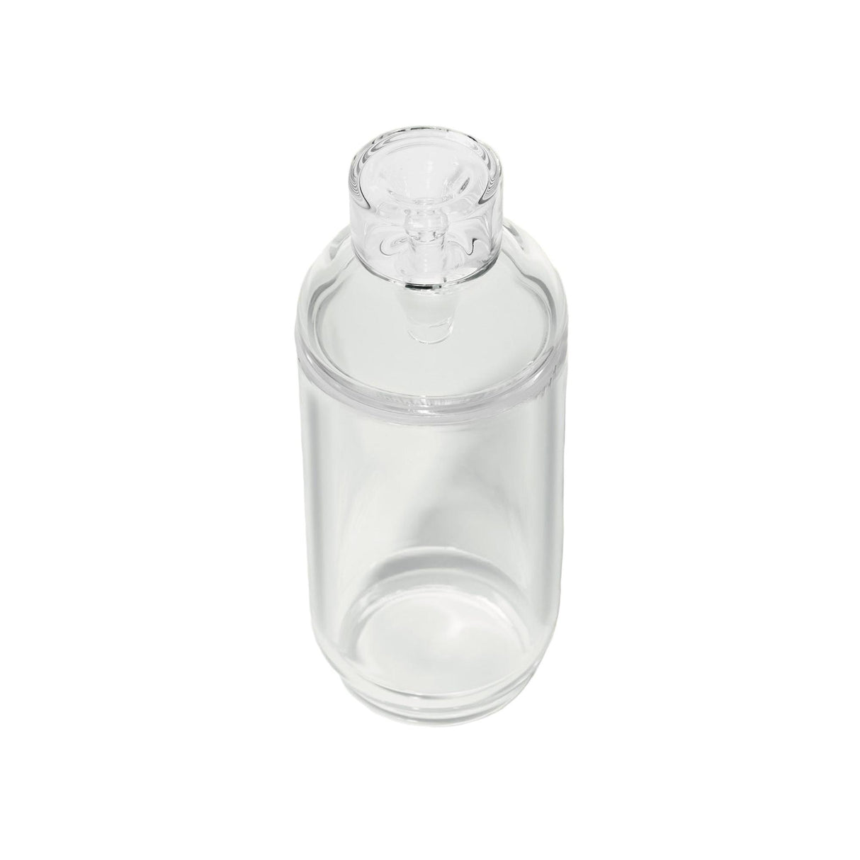 Vesper Gravity Bong, a sleek, transparent cylindrical container with a matching lid, crafted from premium borosilicate glass, designed for powerful, effortless pulls.