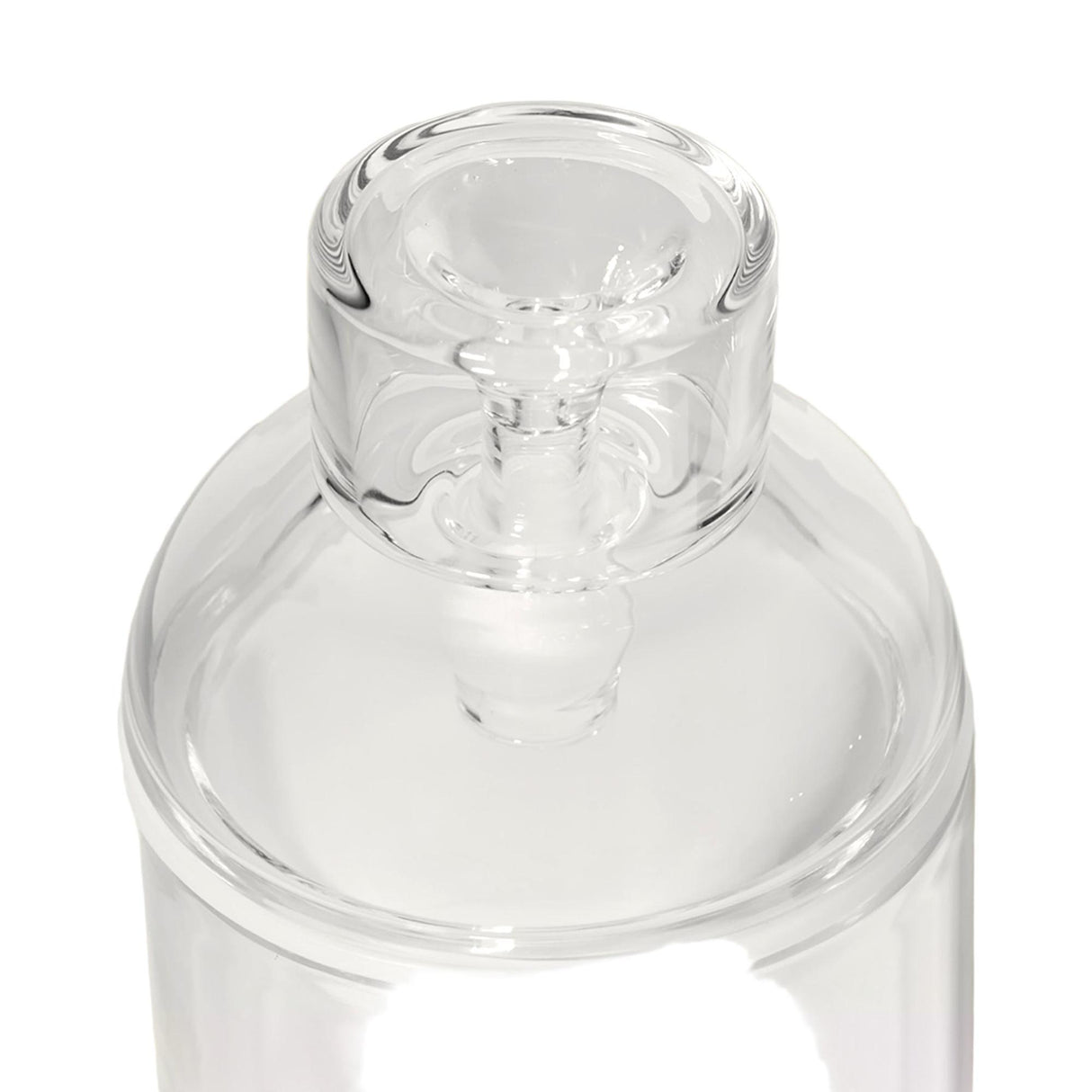 Vesper Gravity Bong, a clear, cylindrical glass canister with lid, showcases timeless design and effortless power for smooth hits through precision-engineered gravity function.
